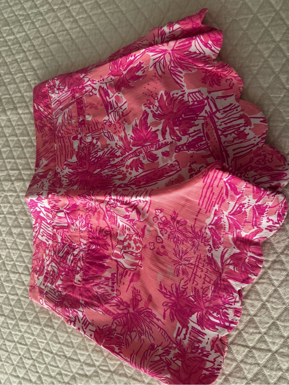 Lilly Pulitzer Pink Tropical Scallop-Hem Short
